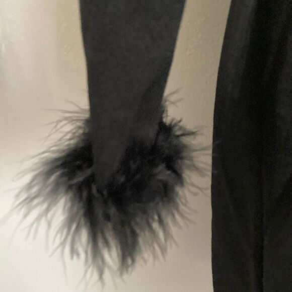 Long Sleeve Bodycon Dress with Feathered Sleeves and deep plunge - Picture 7 of 7